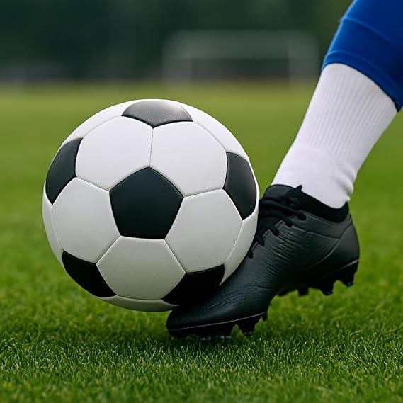 Size-5 Football with Air Pump | 15 Panel Black and White PVC Soccer Ball | Training & Match Ball for Kids & Adults | Suitable for Grass, Turf & Hard Ground