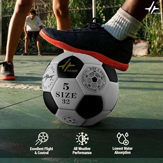 Football Professional Match Ball Size 5 Stitched Standard Training Football for All Ages, Ideal for Ground, Grass, and Turf Use with Pump and Pin