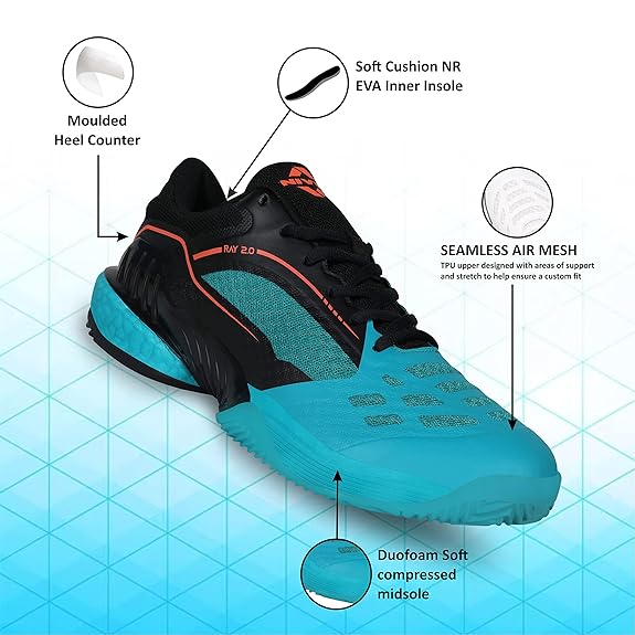 Tennis Shoes for Men – Durable Non-Marking Sole, Lightweight Mesh Upper, Superior Grip & Cushioning, Ideal for All Court Surfaces