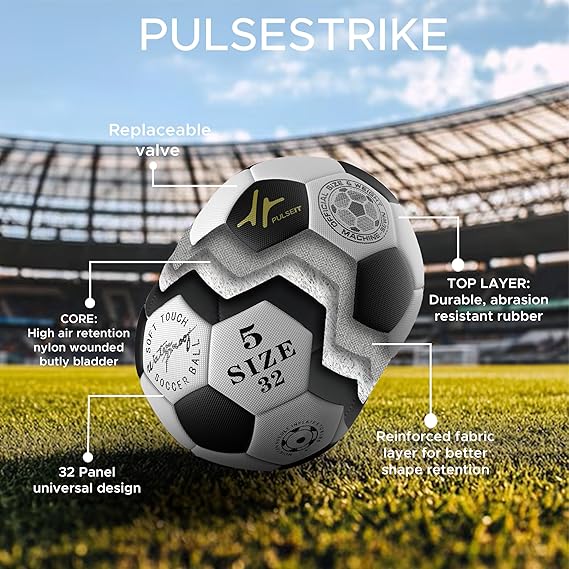 Football Professional Match Ball Size 5 Stitched Standard Training Football for All Ages, Ideal for Ground, Grass, and Turf Use with Pump and Pin