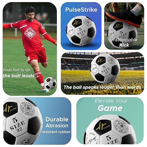 Football Professional Match Ball Size 5 Stitched Standard Training Football for All Ages, Ideal for Ground, Grass, and Turf Use with Pump and Pin