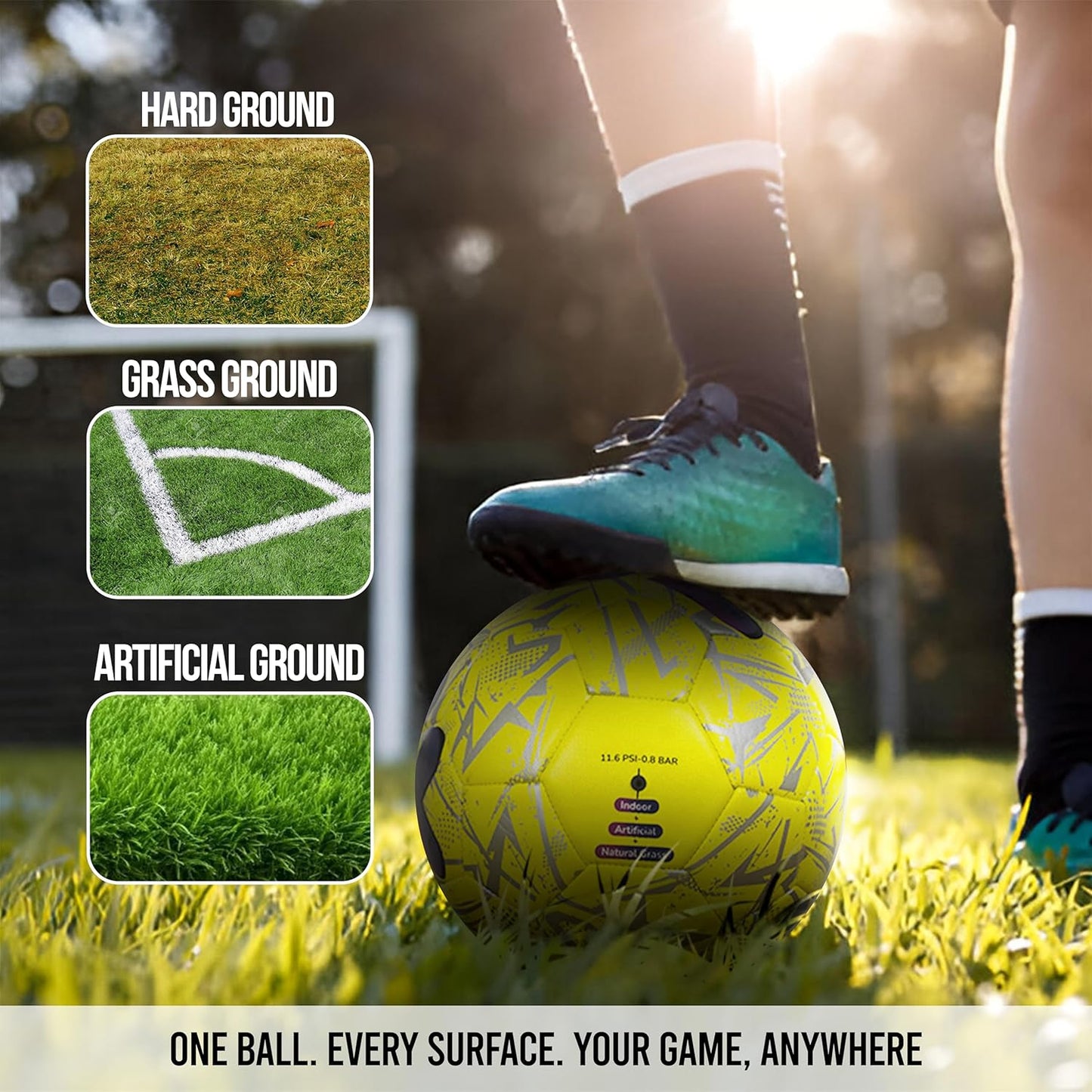 FLICKIT Smart Football Size 5 – AI-Powered Training Ball for Teens & Adults (Ages 13+) | Durable Grained PU | Precision Stitching | App-Enabled Drill Tracking | Indoor Outdoor Grass Turf Use
