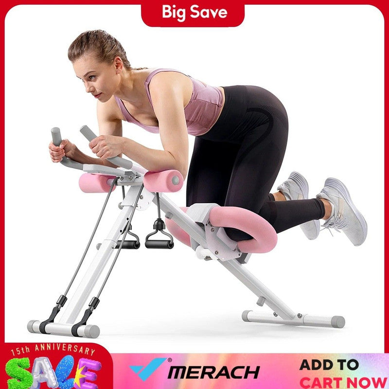 MERACH CoreFlex Adjustable Ab Trainer – Foldable Home Gym Machine with Knee Support