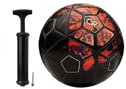 Hand Stitched Soccer Football | Suitable for Hard Ground Without Grass | Training Ball | Soccer Ball | for Men/Women | Football Size - 5 with Pump (CR7)