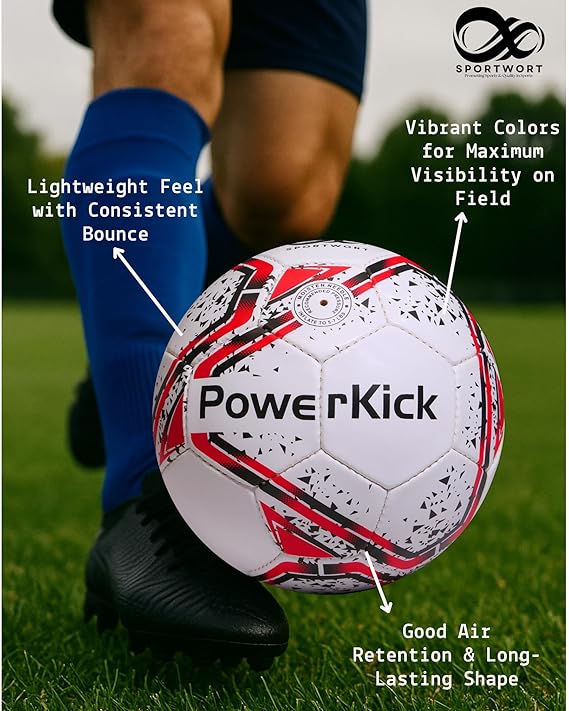 Sportwort Football PowerKick, Size 5, Red
