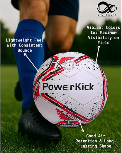 Sportwort Football PowerKick, Size 5, Red