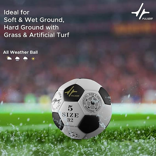 Football Professional Match Ball Size 5 Stitched Standard Training Football for All Ages, Ideal for Ground, Grass, and Turf Use with Pump and Pin