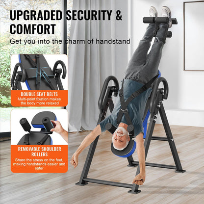 Heavy Duty Inversion Table 300 lbs Capacity Back Stretcher Machine with Adjustable Height Headrest for Decompression